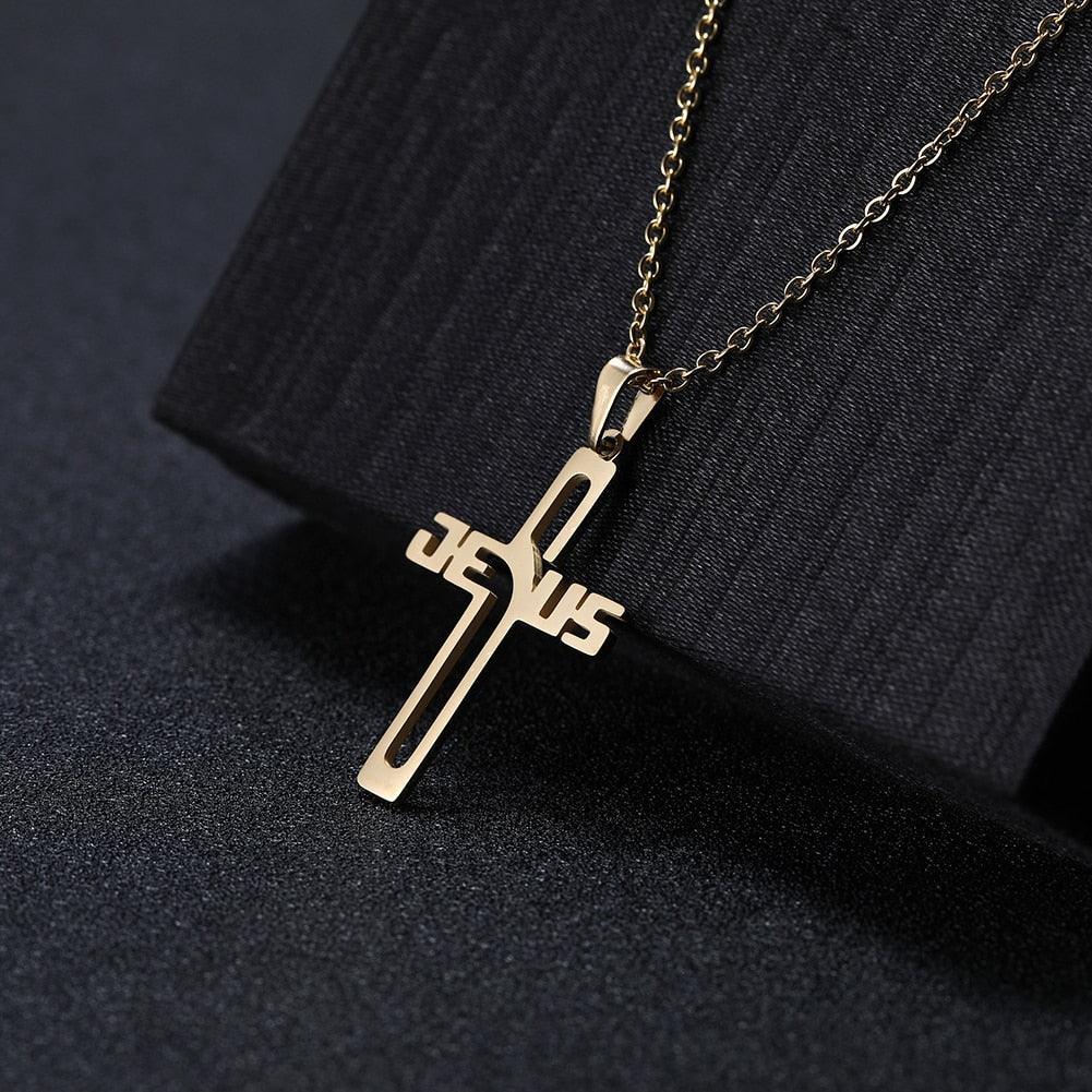 Stainless Steel Christian Jesus Cross Dangle Drop Earrings for Women - Religious Jewellery - The Jewellery Supermarket