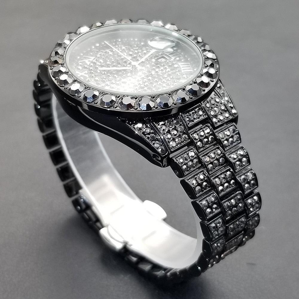 NEW Brand Luxury Roman Ice Out Automatic Date Full Simulated Diamonds Luminous Hip Hop Men Watches - The Jewellery Supermarket