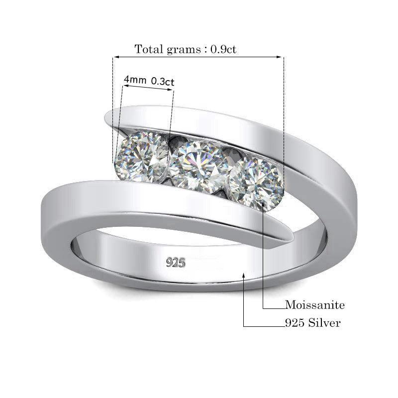 Amazing 3 Stones High Quality Moissanite Diamonds Ring - Luxury Engagement Rings - Fine Jewellery - The Jewellery Supermarket