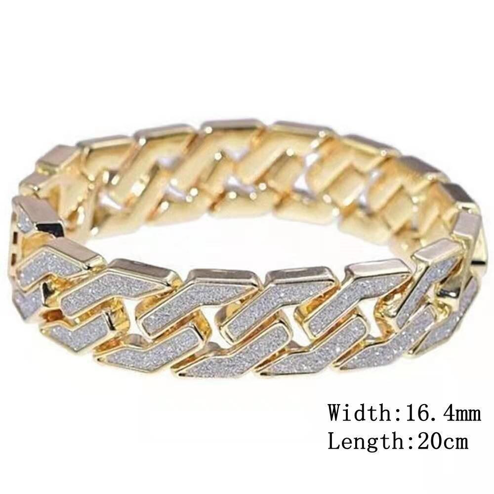 NEW Luxury Top Brand  2pcs Gold Colour Cuban Chain Male Bling Iced Out Wristwatch Bracelet for Men - The Jewellery Supermarket