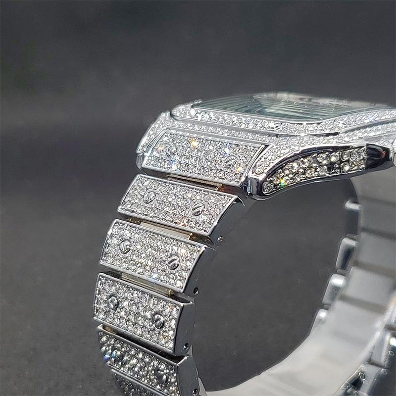Luxury Couple Ice Gray Square Diamond Limited Edition Watches - The Jewellery Supermarket