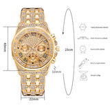 NEW Luxury Top Brand  2pcs Gold Colour Cuban Chain Male Bling Iced Out Wristwatch Bracelet for Men - The Jewellery Supermarket