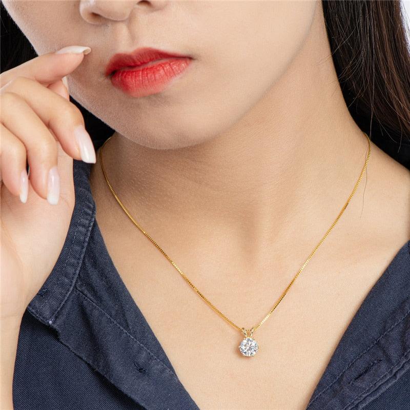 Lovely 1 Carat D Color ♥︎ High Quality Moissanite Diamond ♥︎ Real Silver Pendant Necklace - The Jewellery Supermarket