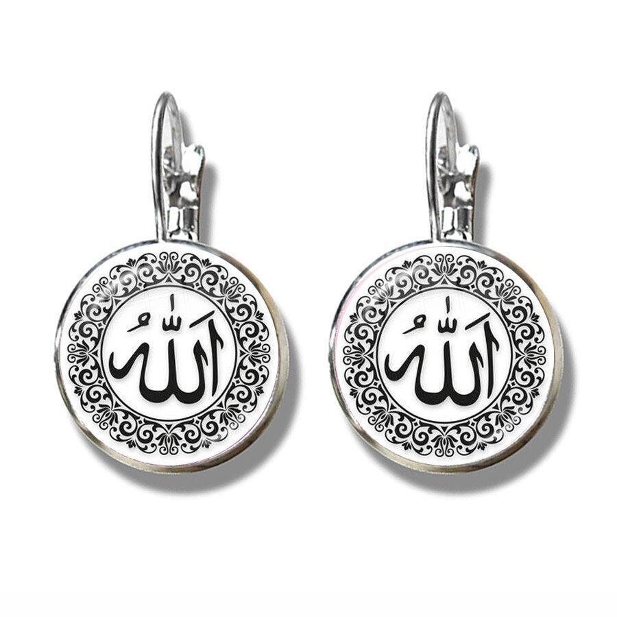 NEW Muslim Islamic Hook Glass Cabochon Religious Earrings For Women and Girls - The Jewellery Supermarket