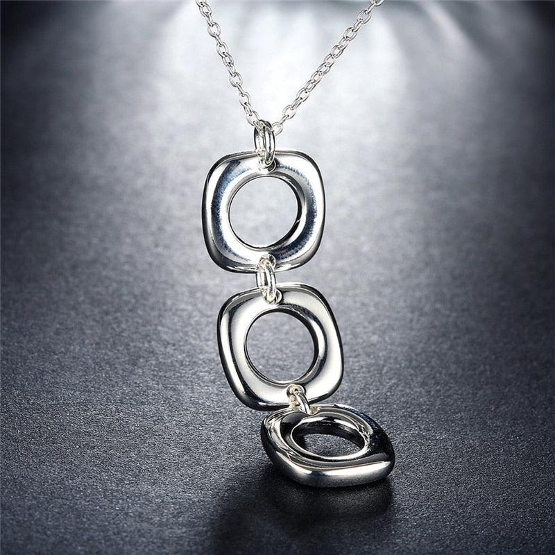 NEW ARRIVAL - Silver Round Square Necklace Earring Set For Woman - Fashion Charming Jewellery - The Jewellery Supermarket