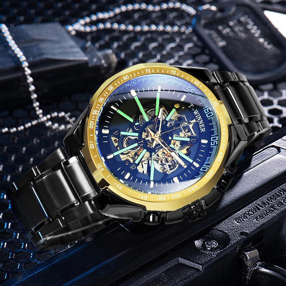 NEW - Luxury Men Gold Skeleton Luminous Military Automatic Mechanical Waterproof Watch - The Jewellery Supermarket