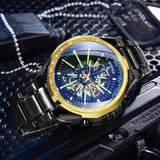 NEW - Luxury Men Gold Skeleton Luminous Military Automatic Mechanical Waterproof Watch - The Jewellery Supermarket