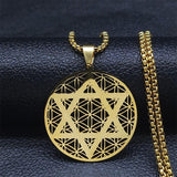 NEW Judaism Stainless Steel Flower of life Hexagram Gold Color Necklaces Pendant Necklace - The Jewellery Supermarket