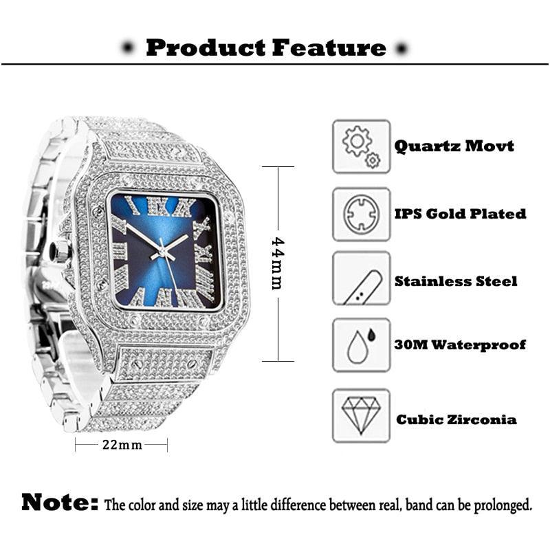 Luxury Couple Ice Gray Square Diamond Limited Edition Watches - The Jewellery Supermarket