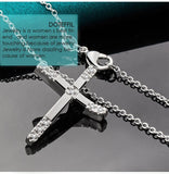 Fashion Religious 925 Sterling Silver AAA+ Zircon Cross Pendant Necklace - Charm Jewellery - The Jewellery Supermarket