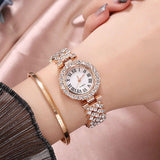 New Terrific Luxury Simulated Diamonds Watch Bling Fashion Watch And Bracelet Set - Ideal Gifts - The Jewellery Supermarket