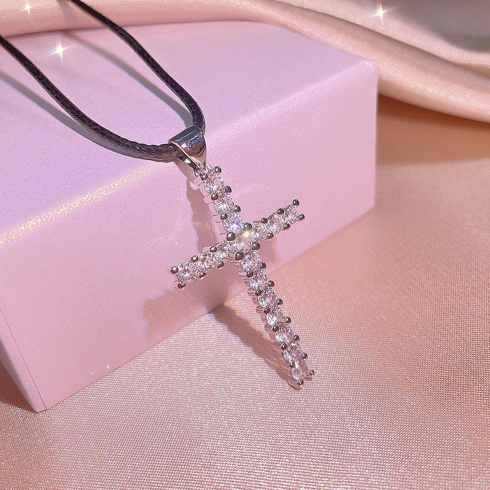 Dazzling Silver Light Luxury 17 Style Selection of AAA+ Cubic Zirconia Diamonds Cross Pendants Necklaces - The Jewellery Supermarket