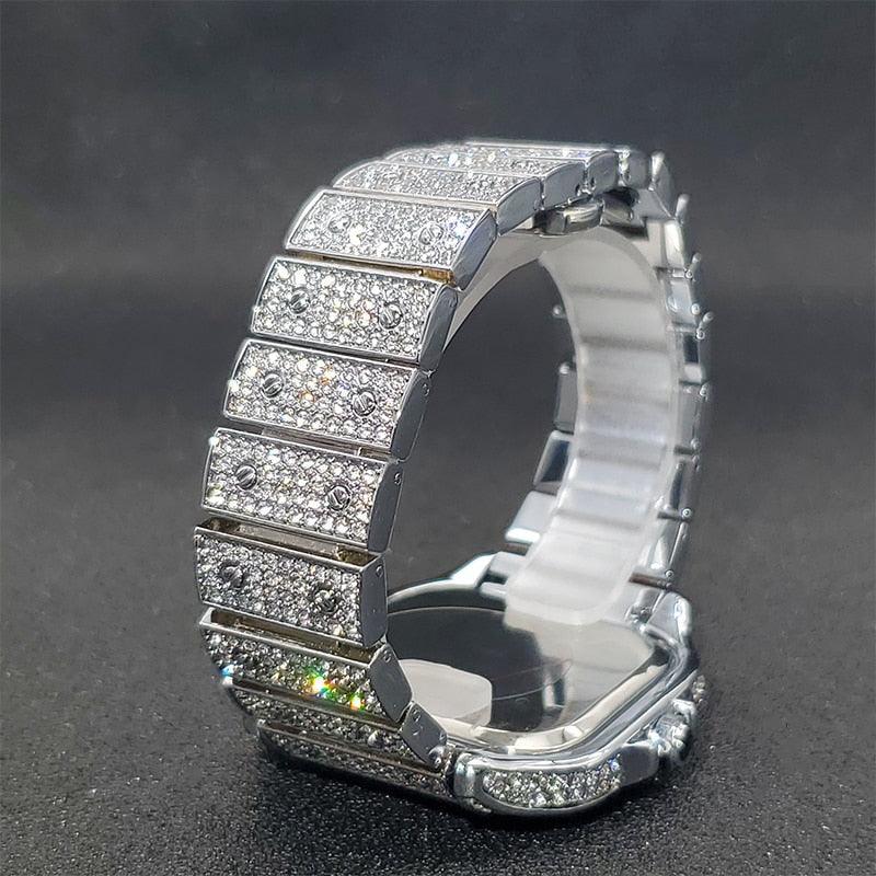 Luxury Couple Ice Gray Square Diamond Limited Edition Watches - The Jewellery Supermarket