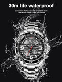 NEW MENS WATCHES - Dual Display Stainless Steel Sport Waterproof Sports Watch - The Jewellery Supermarket