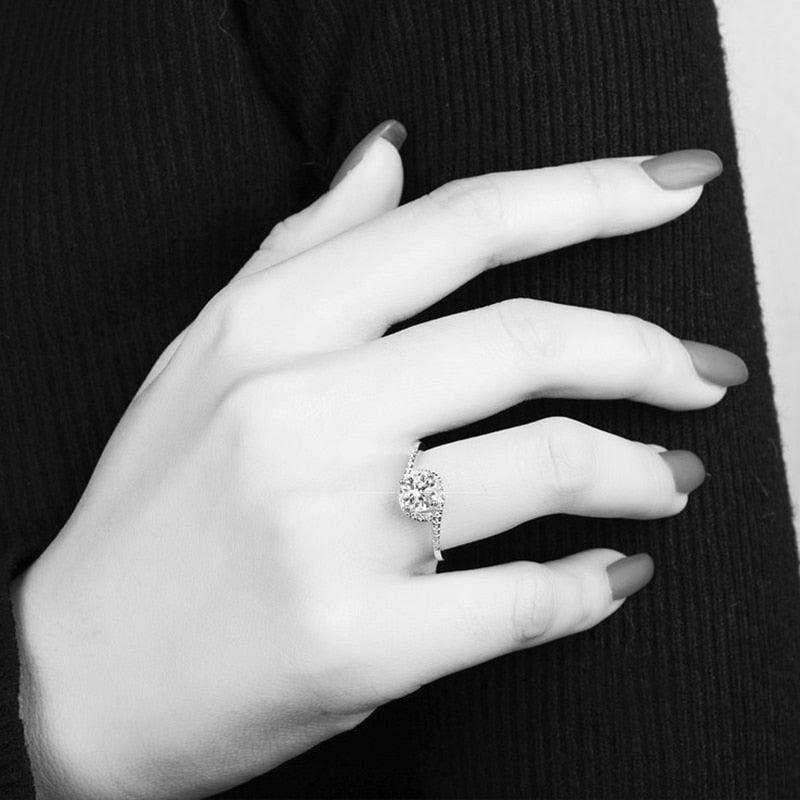 Attractive 4 Prong Round 1 CT High Quality Moissanite Diamonds Halo Luxury Rings - Fine Jewelry - The Jewellery Supermarket