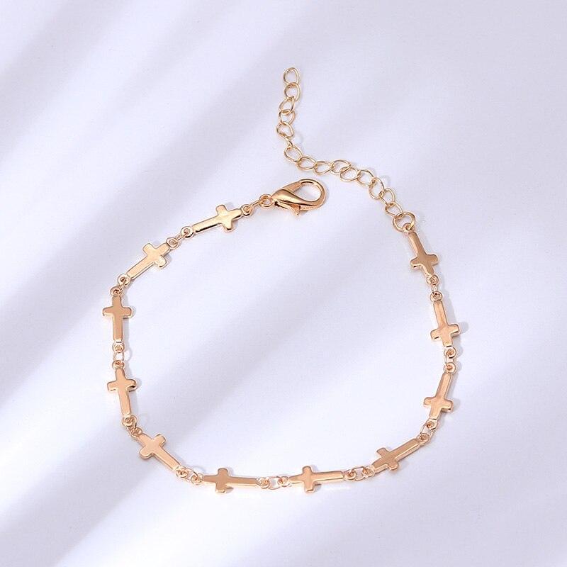 2 Color Simple Style Small Cross Bracelets Bangles for Women - Charming Christian Jewellery - The Jewellery Supermarket