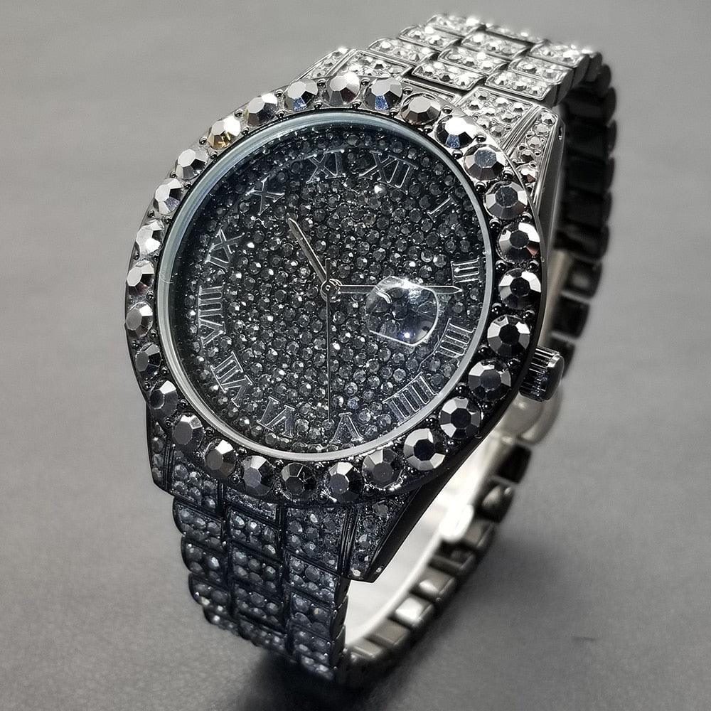 NEW Brand Luxury Roman Ice Out Automatic Date Full Simulated Diamonds Luminous Hip Hop Men Watches - The Jewellery Supermarket