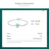 Luxury Women Silver Color Square Sterling Tourmaline Beads Chain Bracelet For Statement Jewelry - The Jewellery Supermarket