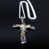 Gold Silver Color Stainless Steel Multilayer Big Long Cross Jesus Pendant Necklace for Women/Men Jewellery  - The Jewellery Supermarket