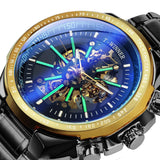 NEW - Luxury Men Gold Skeleton Luminous Military Automatic Mechanical Waterproof Watch - The Jewellery Supermarket