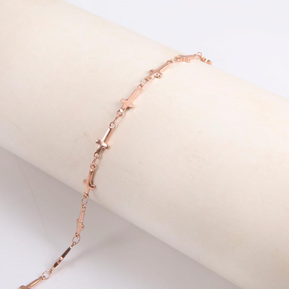 Popular Gold Color Cross Stainless Steel Jesus Christian Chain Bracelets for Women - Religious Jewellery - The Jewellery Supermarket