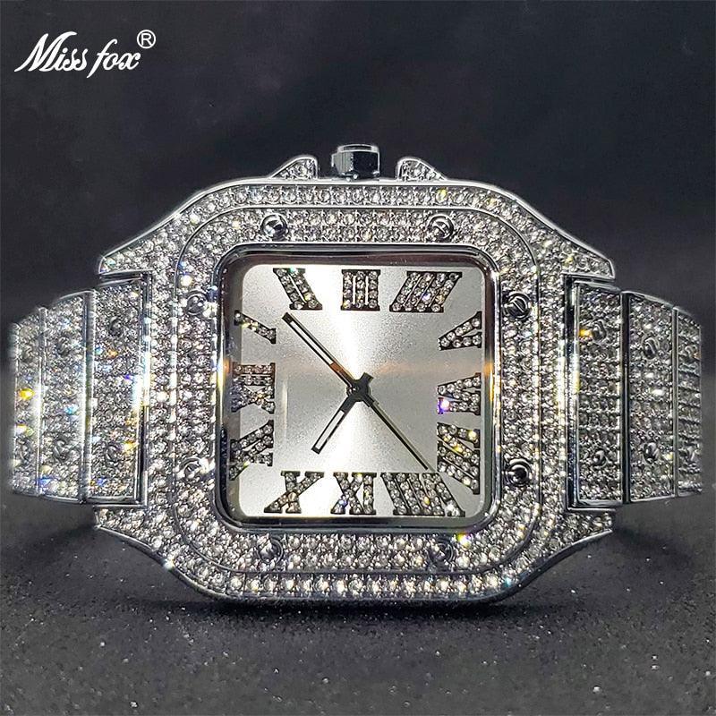 Luxury Couple Ice Gray Square Diamond Limited Edition Watches - The Jewellery Supermarket