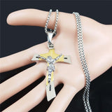 Gold Silver Color Stainless Steel Multilayer Big Long Cross Jesus Pendant Necklace for Women/Men Jewellery  - The Jewellery Supermarket