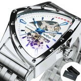 NEW - Luxury Men Gold Black Triangle Skeleton Automatic Mechanical Wristwatch Irregular Watch - The Jewellery Supermarket