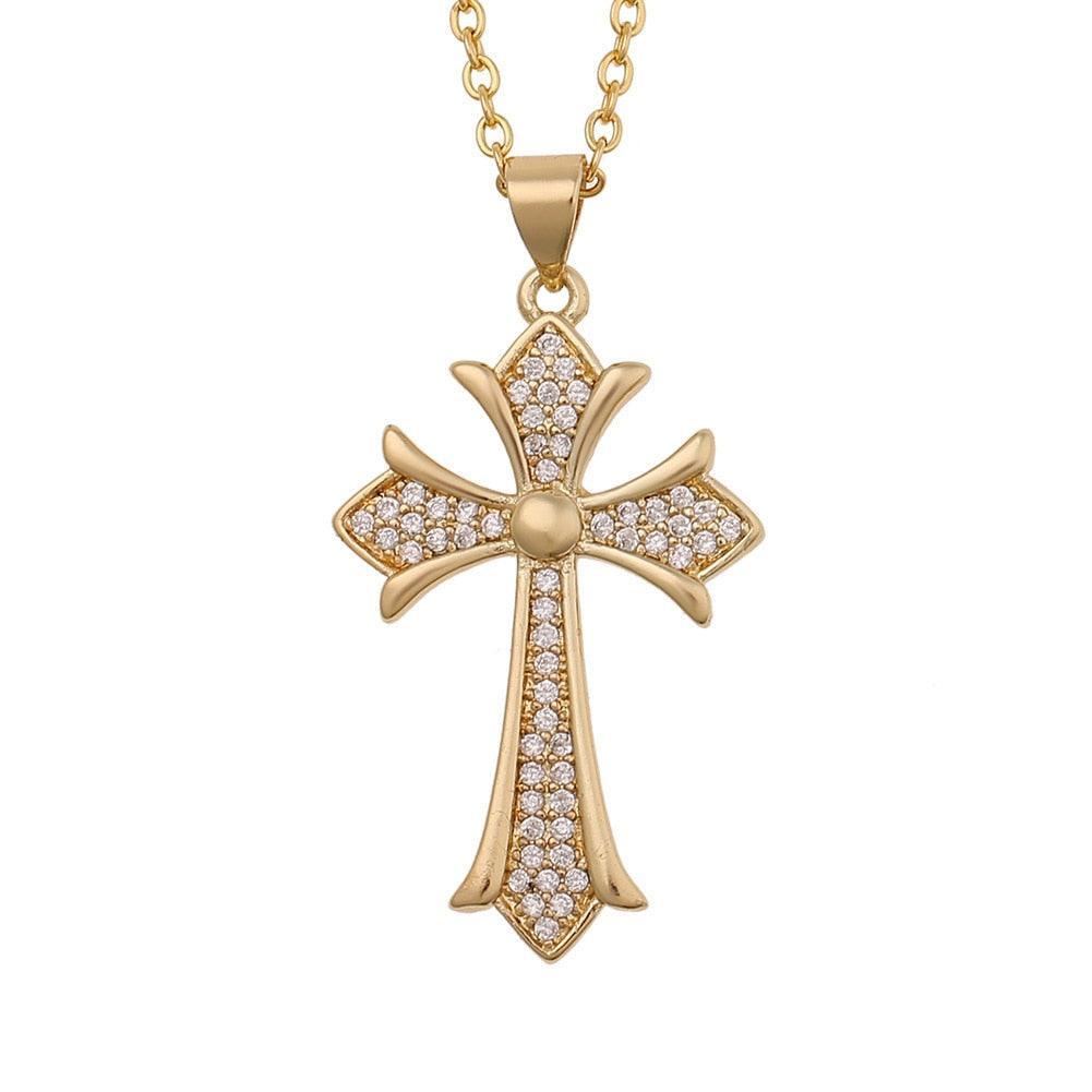 Attractive Christian Cross Shiny Pave AAA Zircon Crytals Necklaces - Religious Jewellery Gifts - The Jewellery Supermarket