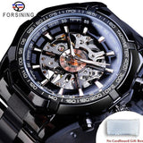 NEW - Luxury Mens Stainless Steel Skeleton Mechanical Waterproof Watch - The Jewellery Supermarket