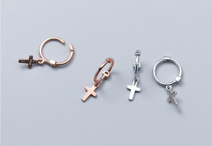Charming Womens Fashion 100% Sterling Silver Christian Cross Small Drop Earrings - Popular Religious Gifts - The Jewellery Supermarket