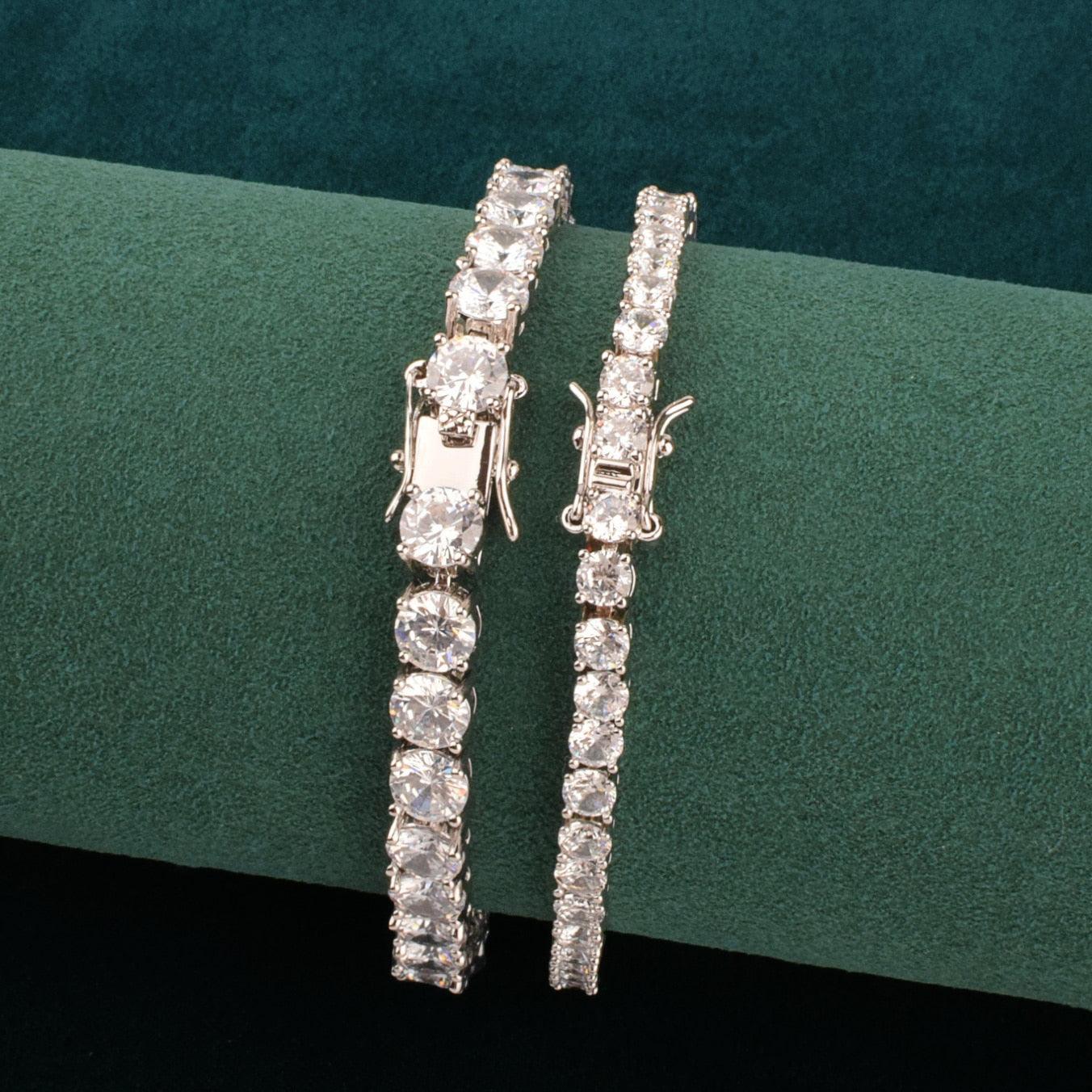 CAPTIVATING Gold Color 1 Row AAA+ Cubic Zirconia Simulated Diamonds Tennis Link Bracelets - The Jewellery Supermarket