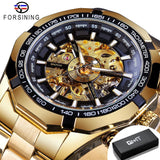 NEW - Luxury Mens Stainless Steel Skeleton Mechanical Waterproof Watch - The Jewellery Supermarket