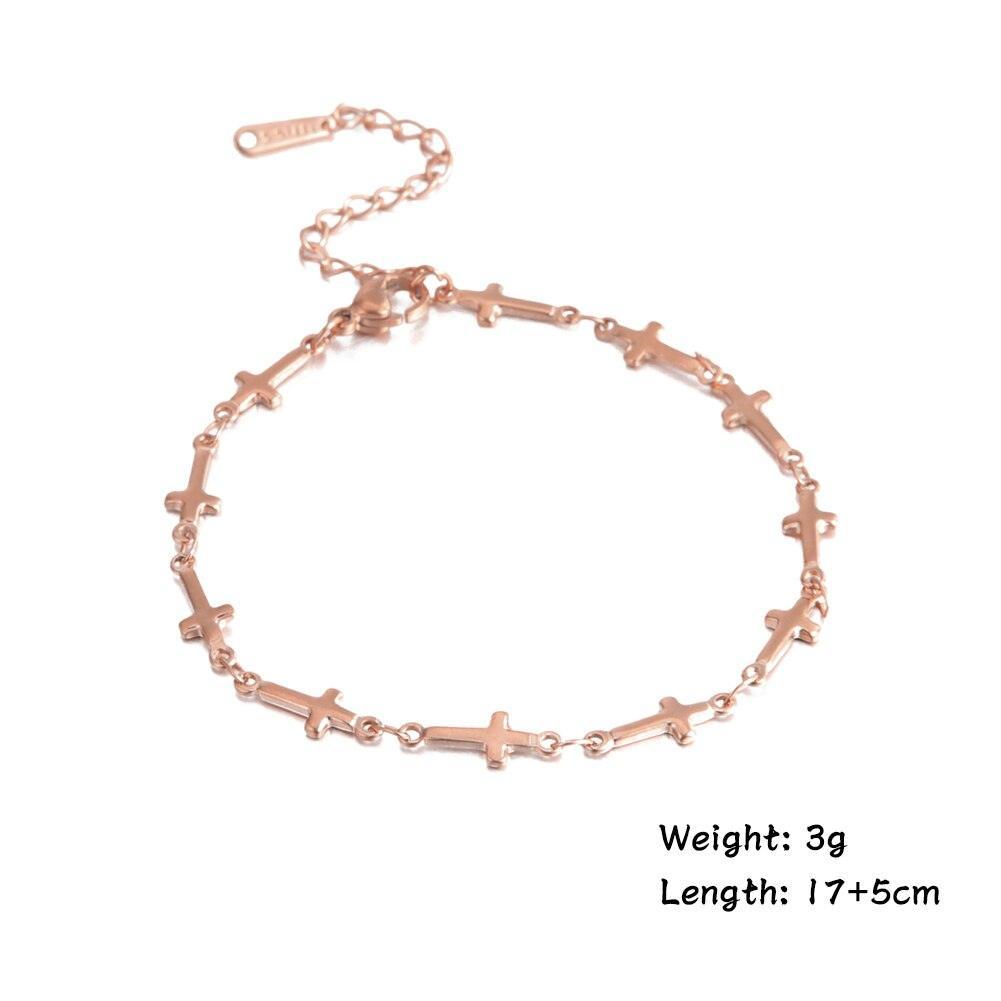 Popular Gold Color Cross Stainless Steel Jesus Christian Chain Bracelets for Women - Religious Jewellery - The Jewellery Supermarket