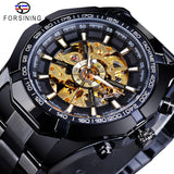 NEW - Luxury Mens Stainless Steel Skeleton Mechanical Waterproof Watch - The Jewellery Supermarket