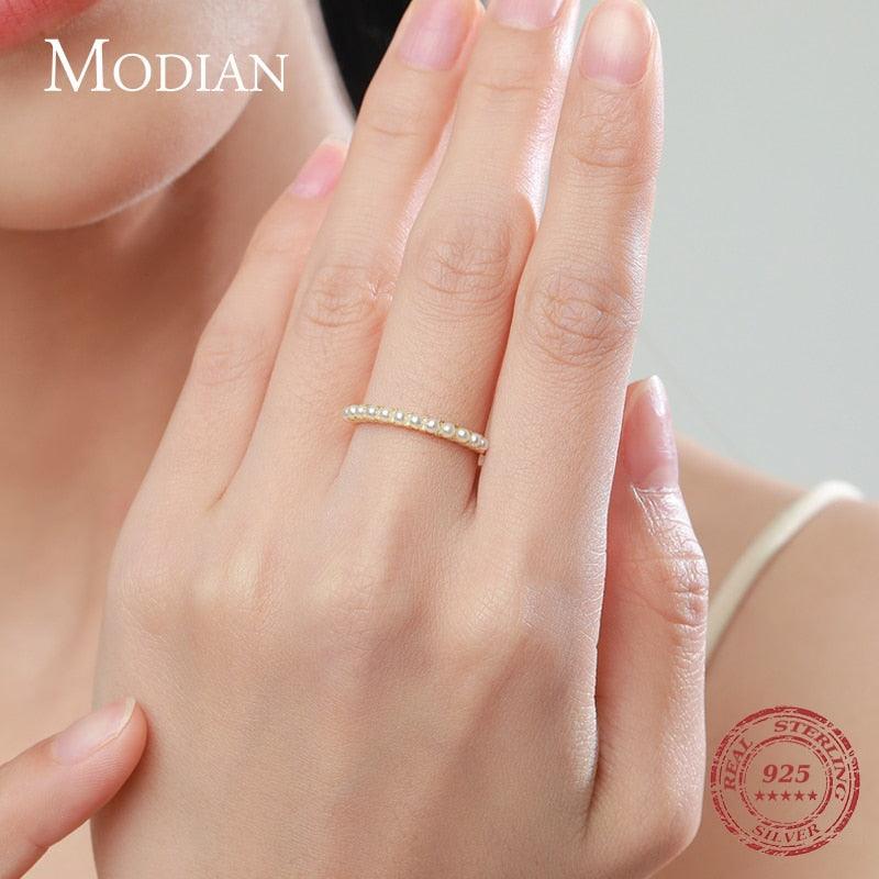 Women 925 Silver Gold Plated Round Elegant Small Pearl Rings - The Jewellery Supermarket
