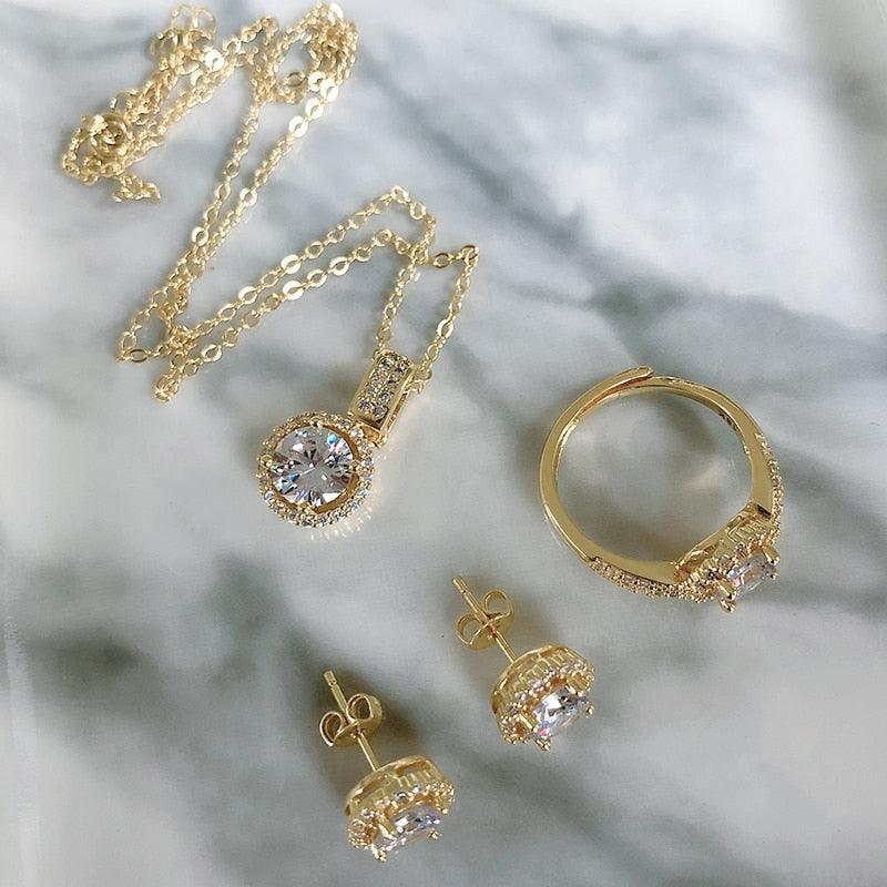 NEW ARRIVAL 18KGP and Silver AAA Zircon Crystals Jewellery Sets - Engagement Wedding Fashion Jewellery  - The Jewellery Supermarket