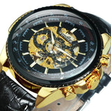 NEW - Luxury Men Silver Gold Skeleton Automatic Mechanical Wrist Military Watch - The Jewellery Supermarket