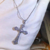 BEST GIFTS S925 Silver Luxury Big Cross AAA+ Cubic Zirconia Diamonds Pendant Necklace For Women - The Jewellery Supermarket