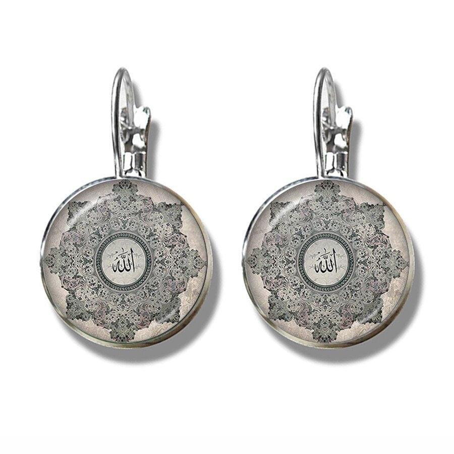 NEW Muslim Islamic Hook Glass Cabochon Religious Earrings For Women and Girls - The Jewellery Supermarket