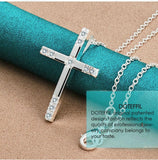 Fashion Religious 925 Sterling Silver AAA+ Zircon Cross Pendant Necklace - Charm Jewellery - The Jewellery Supermarket