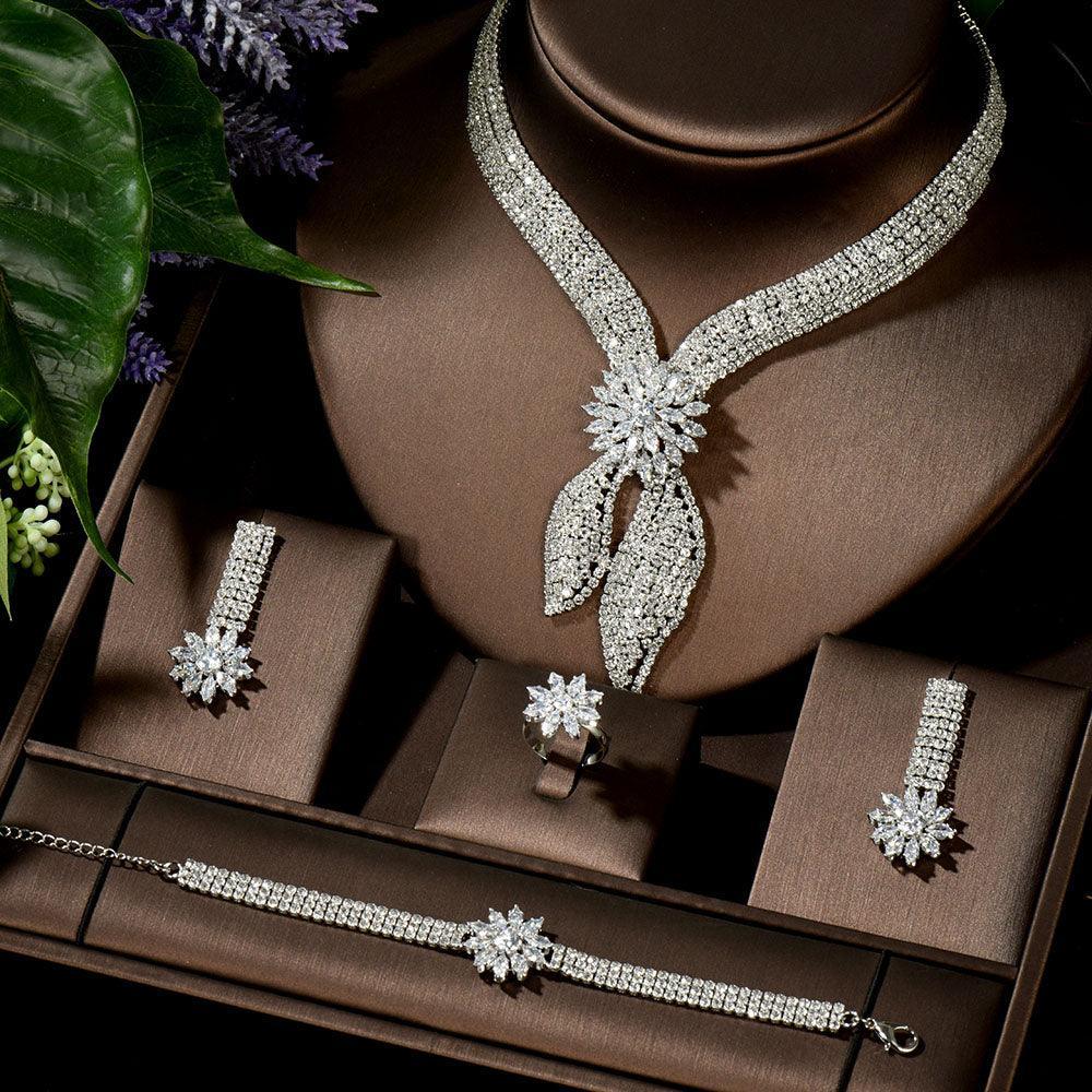 NEW - Magnificent Luxury Big AAA+ Cubic Zirconia Diamonds Jewellery Set - The Jewellery Supermarket