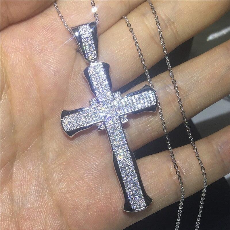 Luxury Cross Pendant AAA+ Cubic Zirconia Diamonds 925 Sterling silver Cross Pendants Necklaces - The Jewellery Supermarket