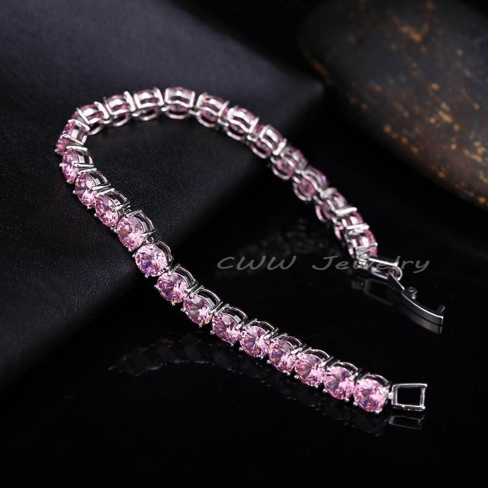 Latest Design White Gold Color Round 0.5 carat AAA+ Cubic Zirconia Simulated Diamonds Tennis Bracelets - The Jewellery Supermarket