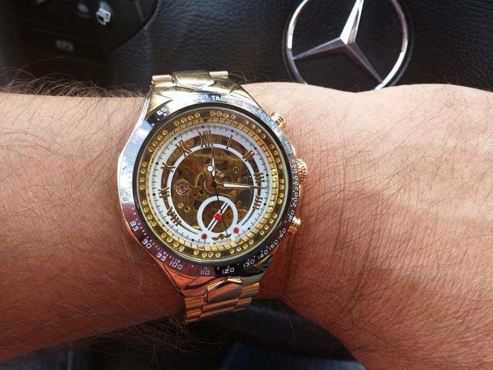 NEW - Luxury Mens Golden Mechanical Automatic Skeleton Watch - The Jewellery Supermarket
