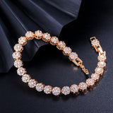 Classic Micro Pave Round AAA+ Cubic Zirconia Simulated Diamonds Yellow Gold Color Tennis Bracelets for Women - The Jewellery Supermarket