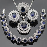 Ideal Gift - Dark Blue Sapphire AAA+ White Zircon Jewellery Set - The Jewellery Supermarket