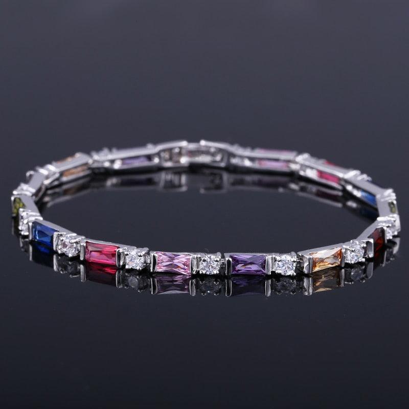 SUPERB Fashion AAA+ Cubic Zirconia Simulated Diamonds Charming Lovely Red Green Blue Tennis Bracelets - The Jewellery Supermarket