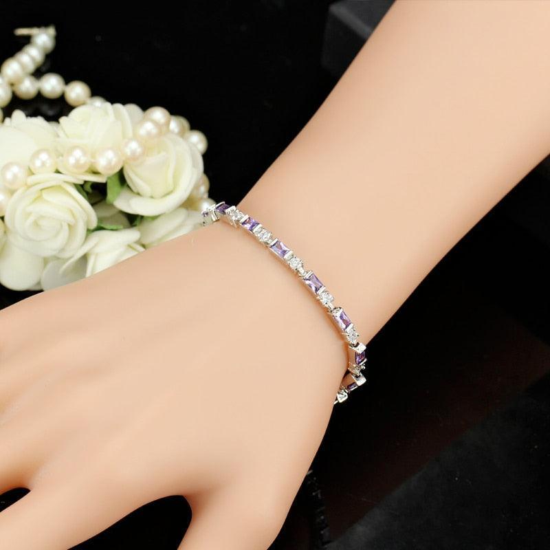 SUPERB Fashion AAA+ Cubic Zirconia Simulated Diamonds Charming Lovely Red Green Blue Tennis Bracelets - The Jewellery Supermarket