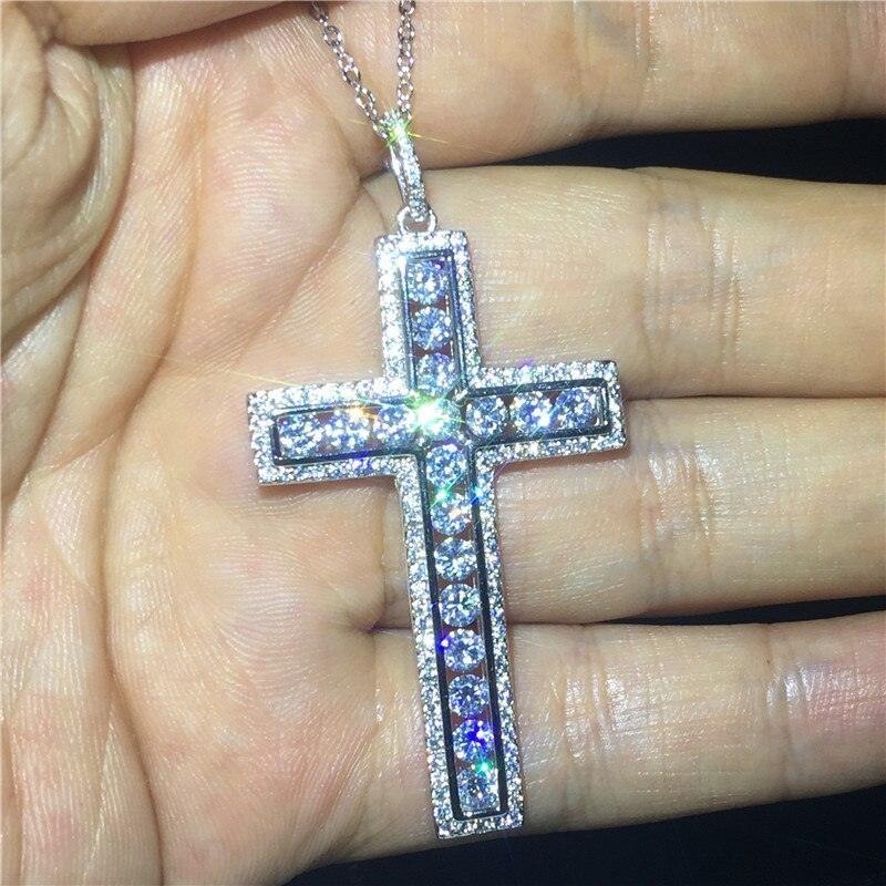 Luxury Cross Pendant AAA+ Cubic Zirconia Diamonds 925 Sterling silver Cross Pendants Necklaces - The Jewellery Supermarket